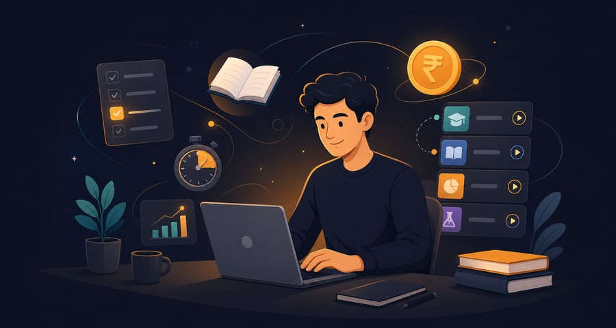Creator building quizzes, courses, notes, and paid learning resources