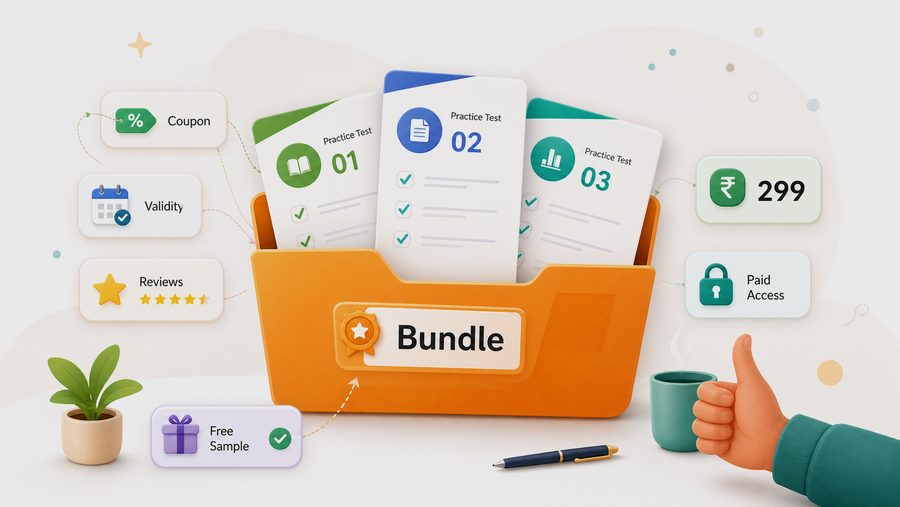 QuizMaker mock bundle with practice tests, price, coupon, validity, reviews, and paid access